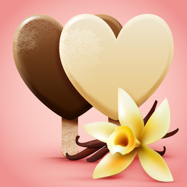 Vanilla ice cream. Heart shaped - Vector, Image