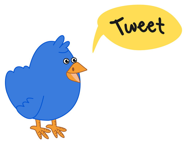 blue bird who wants to make a tweet - Vector, afbeelding