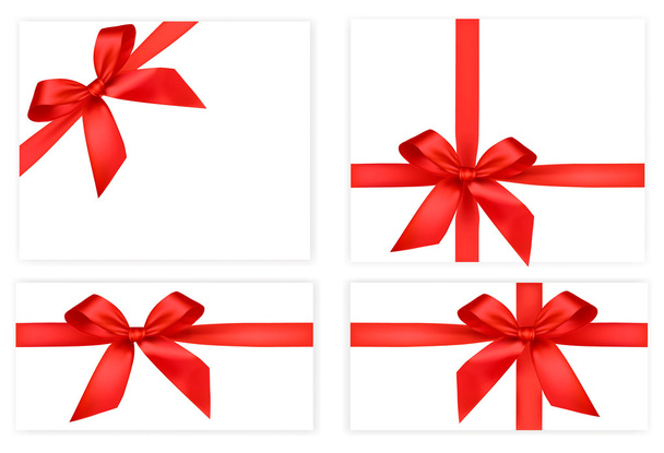 Collection of red gift bows with ribbons. Vector. - Wektor, obraz