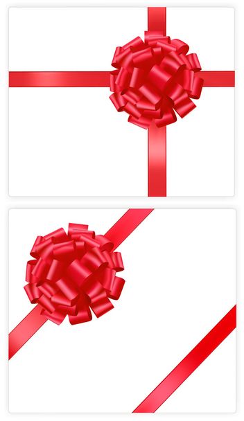 Collection of red gift bows with ribbons. Vector. - Vector, Image