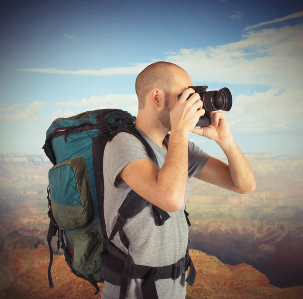 Explorer photographing landscapes - Photo, Image