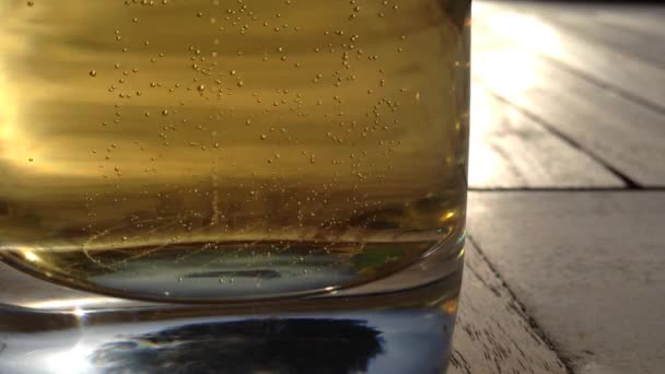 Pint of Beer Bubbling Close-Up Outdoors - Footage, Video
