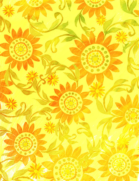 Sunny floral handdrawn backdrop. - Foto, afbeelding