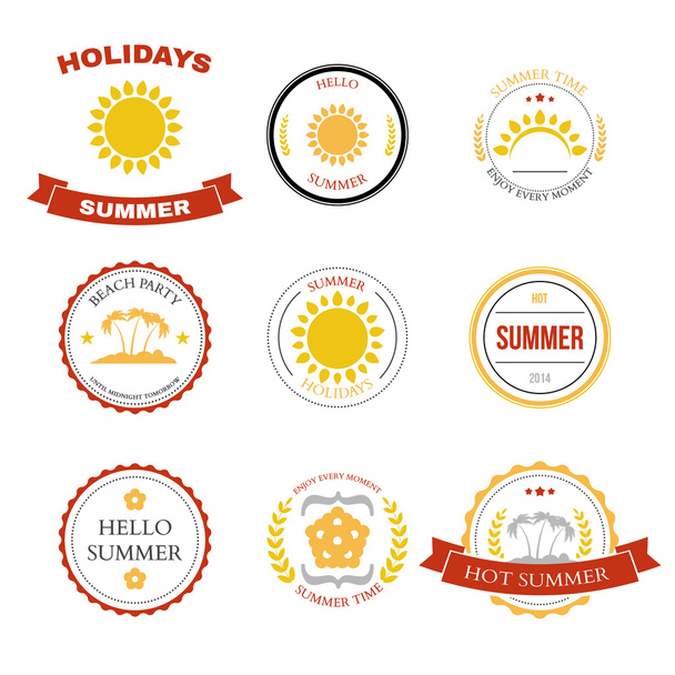 Summer design elements and typography design - ベクター画像