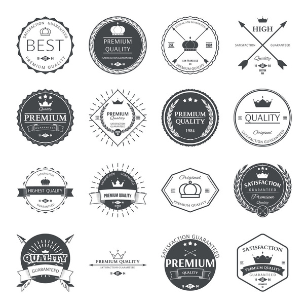 Set of premium quality labels and badges vector - ベクター画像