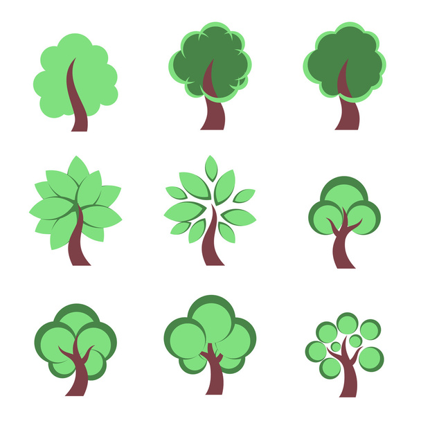 Set of Abstract Trees - Vector, Image