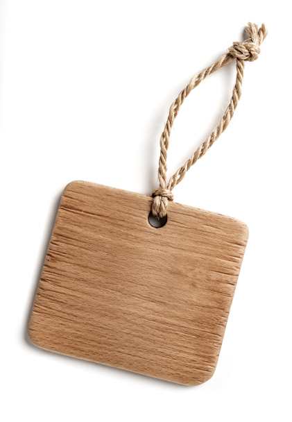 etiqueta de madera rústica con cuerda fina
 - Foto, imagen