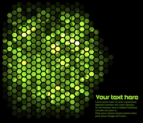 Éclairage hexagones verts dans l'obscurité
 - Vecteur, image