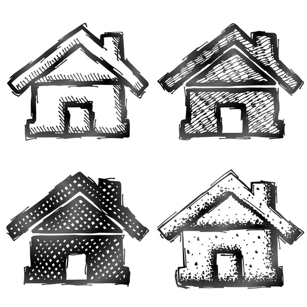 Hand getrokken huis symbool - Vector, afbeelding