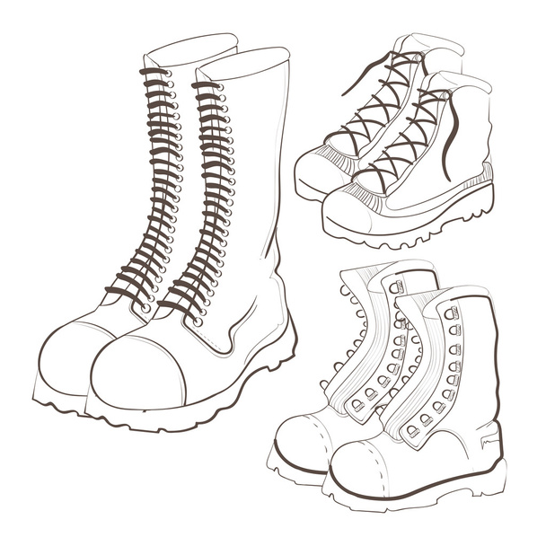 hand drawn doodle boots - Vetor, Imagem