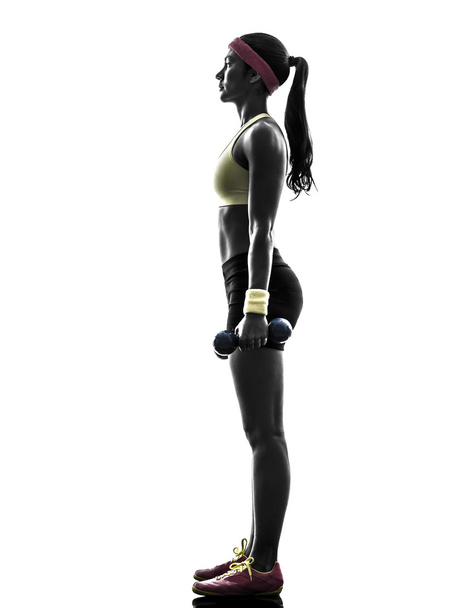 woman exercising fitness workout weight training silhouette - Photo, Image