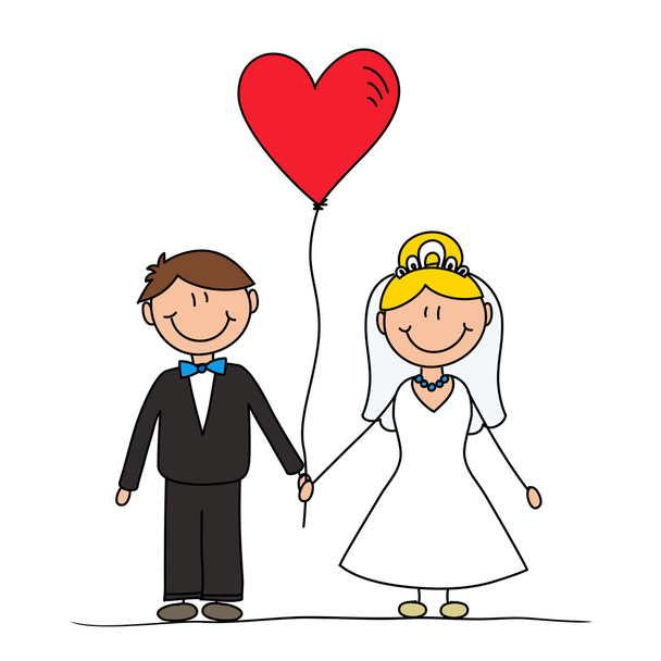 Иллюстрация свадебной пары
 - Вектор,изображение