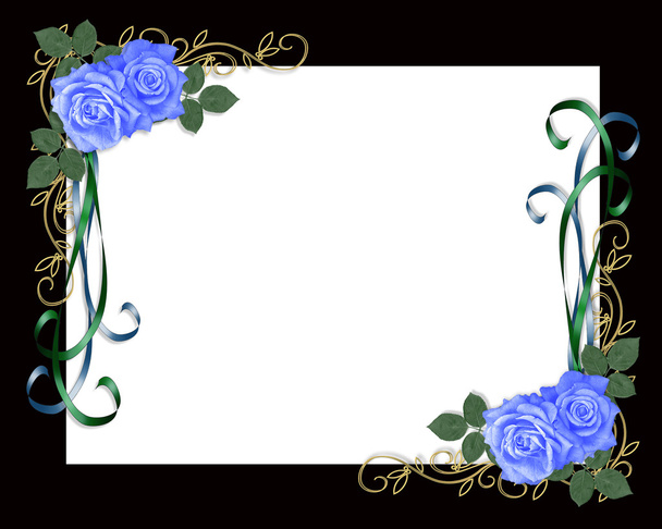 Rosas azules sobre marco negro
 - Foto, imagen