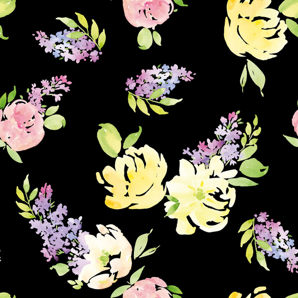 Watercolor flower pattern - Vektor, obrázek