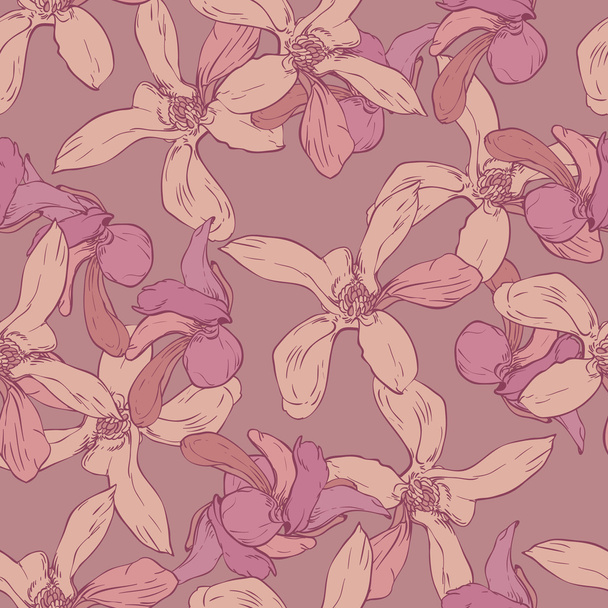 Vector patrón inconsútil magnolia rosa
 - Vector, imagen