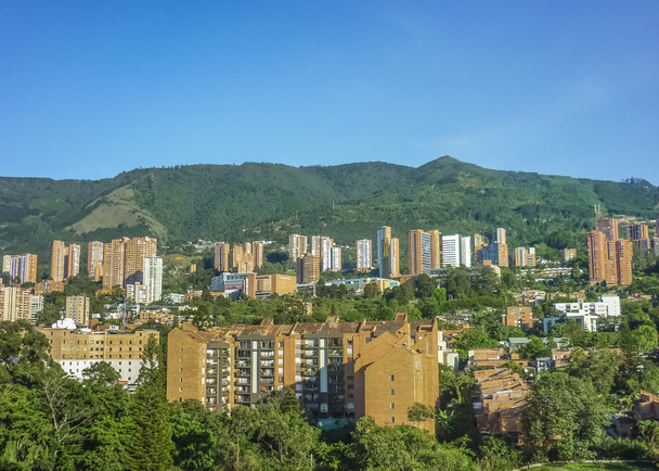 Buildings and Mountains in Medellin Colombia - 写真・画像