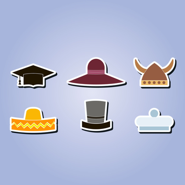 Set di icone monocromatiche con cappelli diversi
 - Vettoriali, immagini