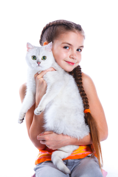 Girl with his cat - Foto, Imagem
