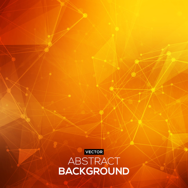 Abstract polygonal orange red low poly background with connecting dots and lines. Connection structure. Vector science background. Polygonal vector background. Futuristic HUD background. - Vector, imagen