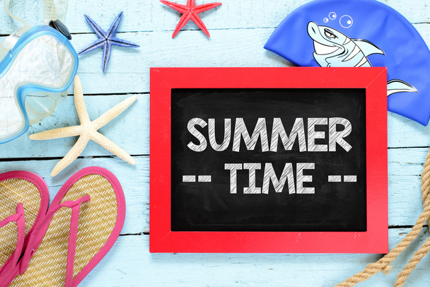 Blackboard frame with summer time - Foto, imagen