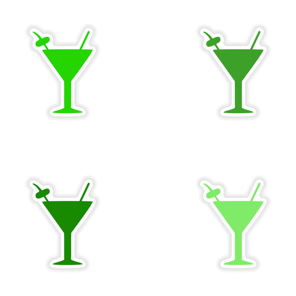 assembly realistic sticker design on paper cocktails - Vector, Image