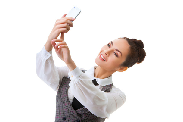 Beautiful girl taking selfie - Фото, зображення