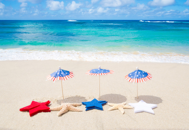 Patriotic USA background with starfishes - Photo, Image