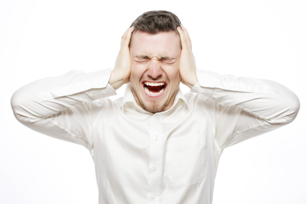 young office worker mad by stress screaming - Fotó, kép