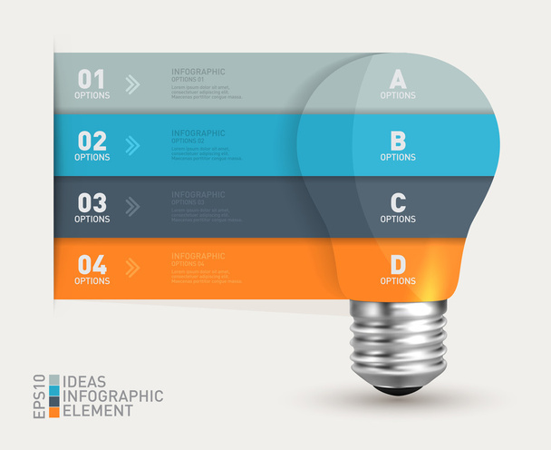 Infographic šablona žárovky nápis koncept - Vektor, obrázek