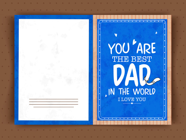 Blue greeting card for Happy Father's Day celebration. - Vector, Imagen
