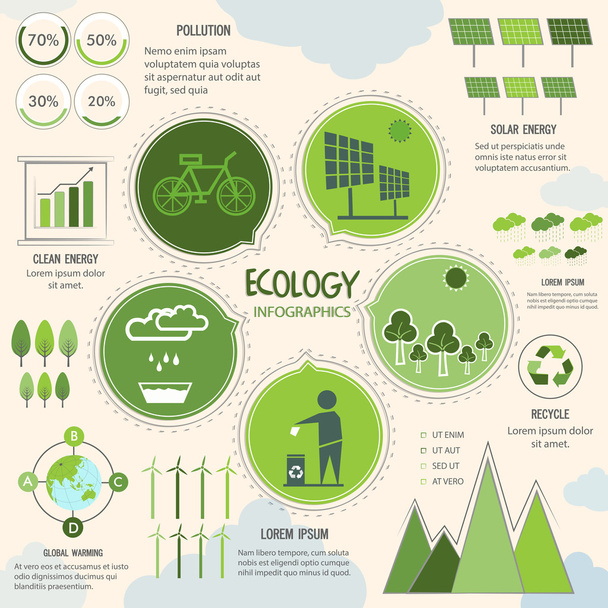 Set of ecology infographic elements. - Vektor, Bild