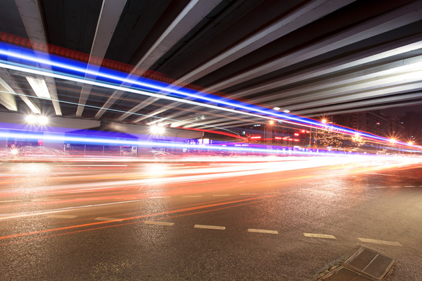 Light trails under the viaduct - Photo, Image