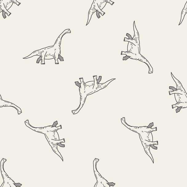 Βροντοσαύρος δεινόσαυρος doodle χωρίς ραφή πρότυπο υπόβαθρο - Διάνυσμα, εικόνα