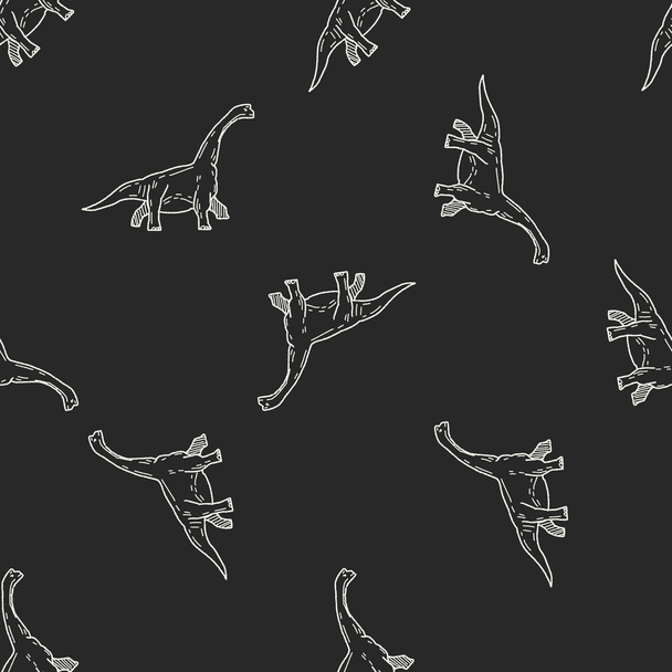 Brontosaurus Dinosaurier Doodle nahtlose Muster Hintergrund - Vektor, Bild