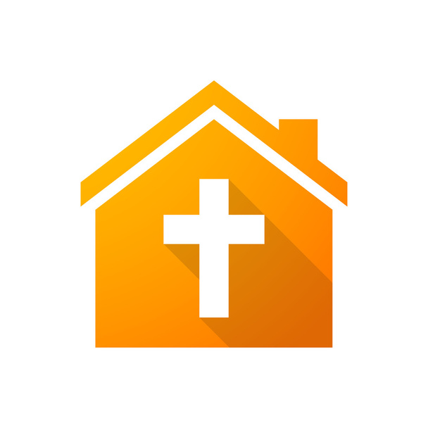 Orangefarbenes Haussymbol mit Kreuz - Vektor, Bild