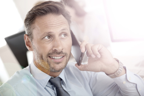 Businessman talking on phone - Фото, зображення