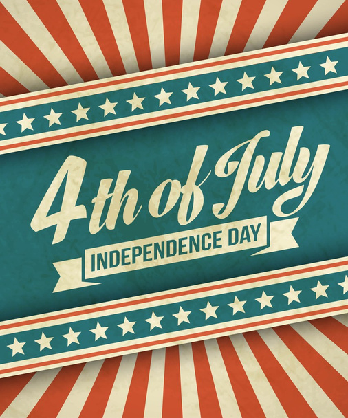 Retro typography card Independence Day. Vector illustration - Vector, imagen