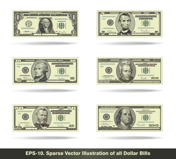 Todas las facturas del dólar plana
 - Vector, Imagen
