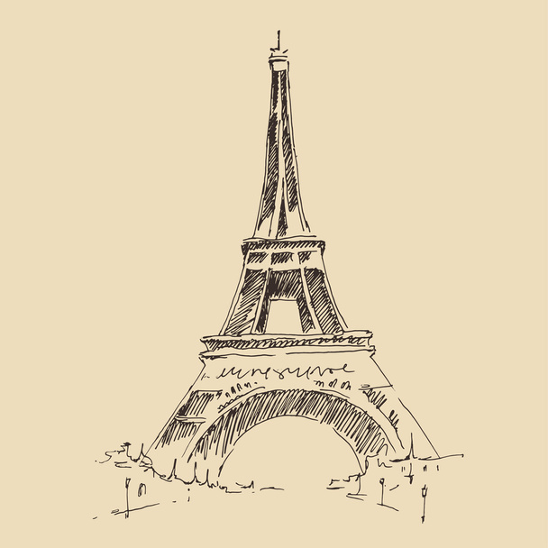 kézzel rajzolt Eiffel-torony - Vektor, kép