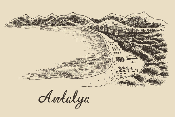 elle çizilmiş Antalya manzarası - Vektör, Görsel