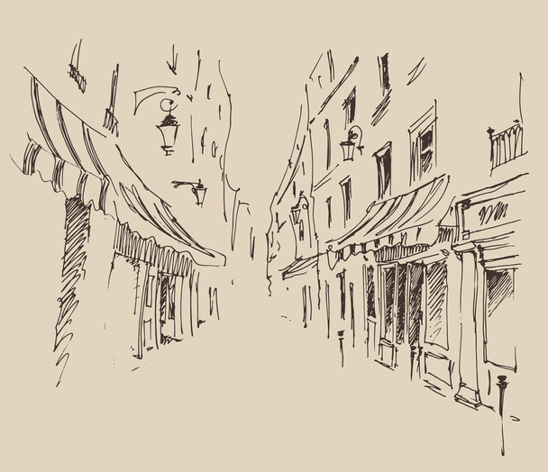 Hand drawn streets in Paris - Vector, Image