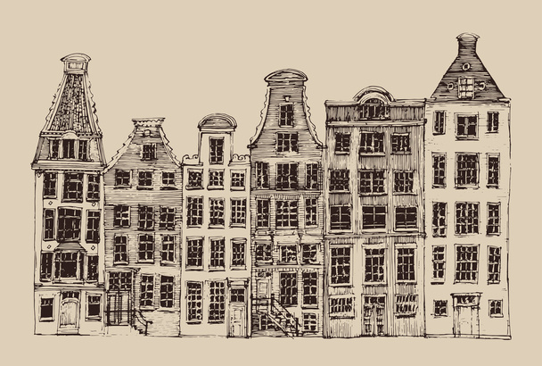 Dibujado a mano Amsterdam ciudad
 - Vector, Imagen