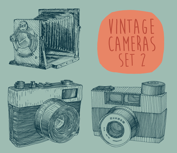 Conjunto de câmeras antigas
 - Vetor, Imagem