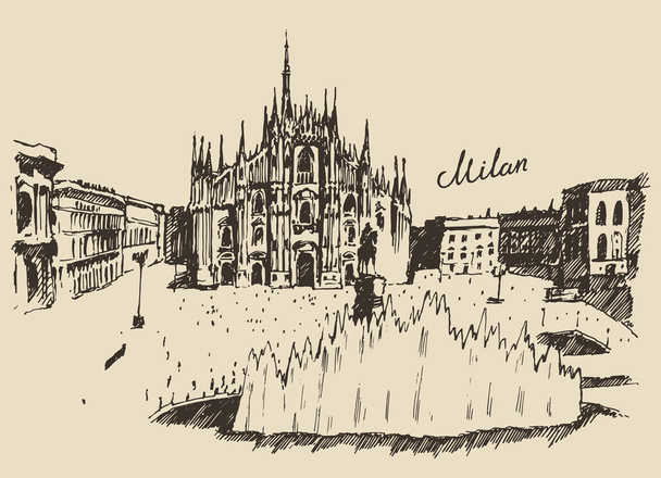 Handgezeichnete Mailänder Kathedrale - Vektor, Bild