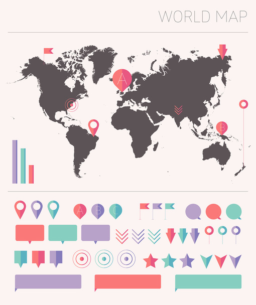 World map  with graphics elements - Vector, Image