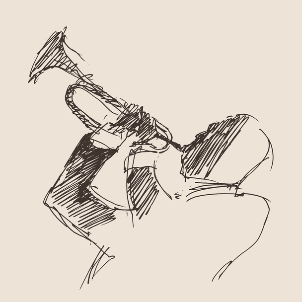 Man playing the trumpet - Vector, Image