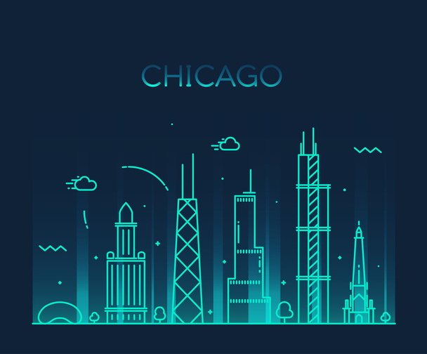 Chicago City skyline silhouette. - Vector, Image