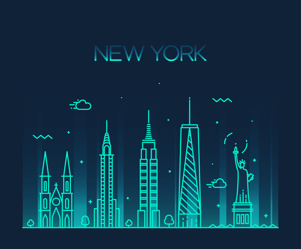 Sílhueta da cidade de Nova Iorque - Vetor, Imagem