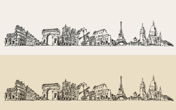 Hand drawn Paris city - Vector, Image