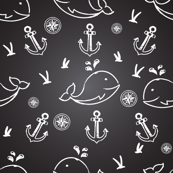 seamless pattern with whales - Vector, Image